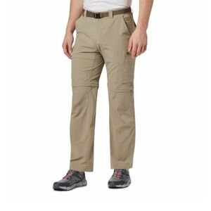 Columbia Pants Mens 34x32 Convertible Omni-Shade Hiking Zip Off Silver Ridge